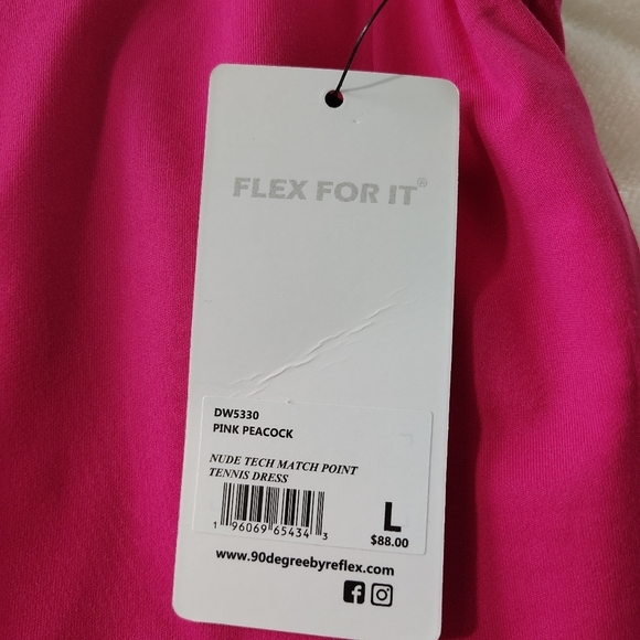 90 Degree by Reflex Pink Peacock Nude Tech Tennis Dress L - Picture 4 of 10
